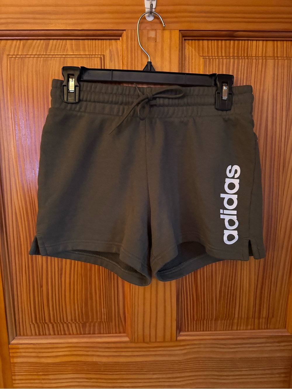 adidas Olive Green Women's Athletic Drawstring Shorts with Logo